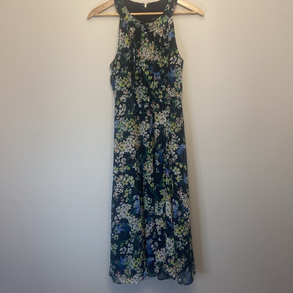 Tommy Hilfiger Navy Floral Maxi Dress Sleeveless Flowy Summer Women’s 8
